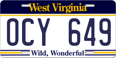 WV license plate OCY649