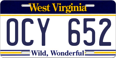 WV license plate OCY652