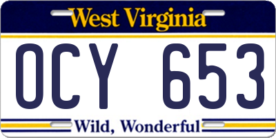 WV license plate OCY653