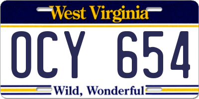 WV license plate OCY654