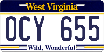 WV license plate OCY655
