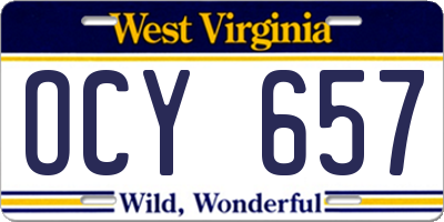 WV license plate OCY657