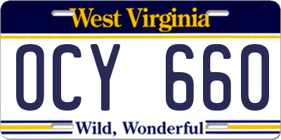 WV license plate OCY660