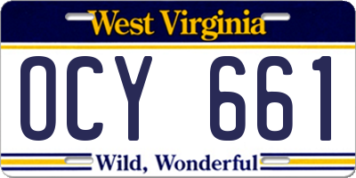 WV license plate OCY661