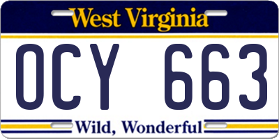 WV license plate OCY663