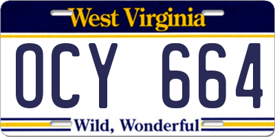 WV license plate OCY664