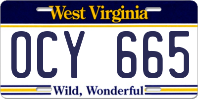 WV license plate OCY665