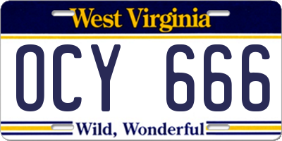 WV license plate OCY666
