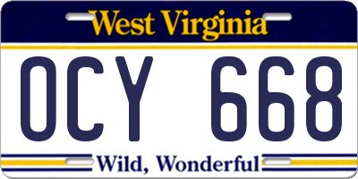 WV license plate OCY668