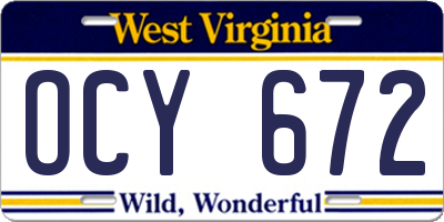 WV license plate OCY672