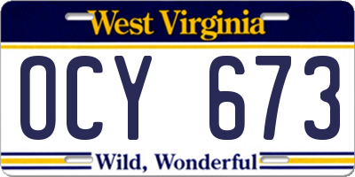 WV license plate OCY673
