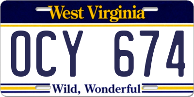 WV license plate OCY674