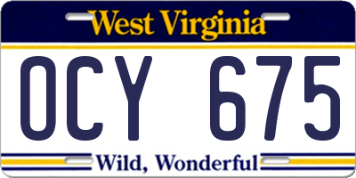 WV license plate OCY675