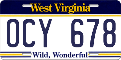 WV license plate OCY678