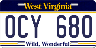 WV license plate OCY680