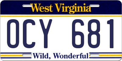 WV license plate OCY681