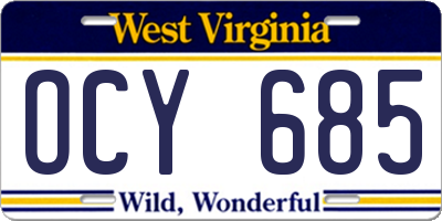 WV license plate OCY685