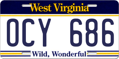 WV license plate OCY686