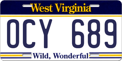 WV license plate OCY689