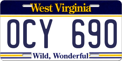 WV license plate OCY690