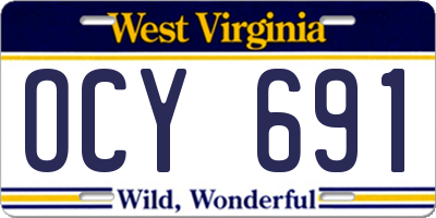 WV license plate OCY691