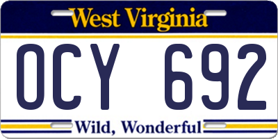 WV license plate OCY692