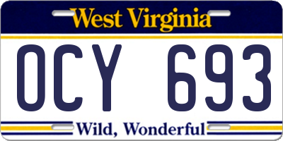 WV license plate OCY693