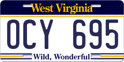 WV license plate OCY695