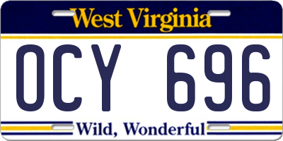 WV license plate OCY696