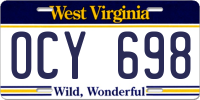 WV license plate OCY698