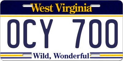 WV license plate OCY700