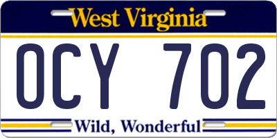 WV license plate OCY702