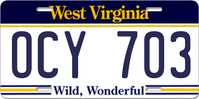 WV license plate OCY703