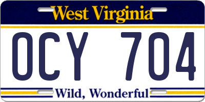 WV license plate OCY704