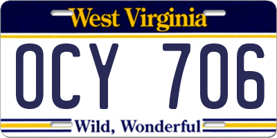 WV license plate OCY706