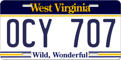 WV license plate OCY707