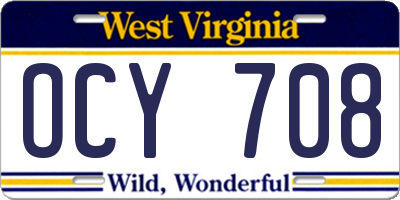 WV license plate OCY708