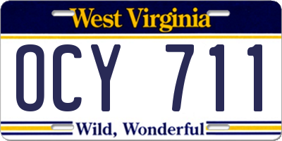 WV license plate OCY711