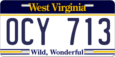 WV license plate OCY713