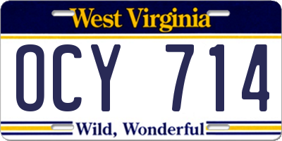 WV license plate OCY714