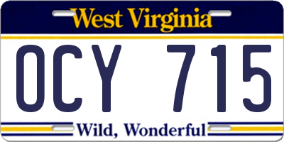 WV license plate OCY715