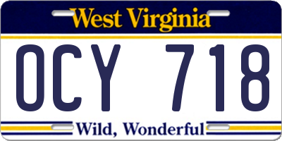 WV license plate OCY718