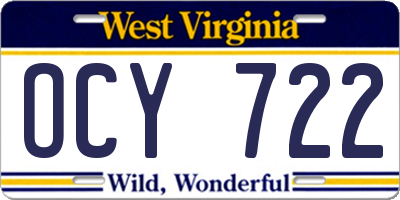 WV license plate OCY722