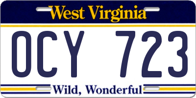 WV license plate OCY723