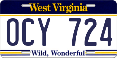 WV license plate OCY724