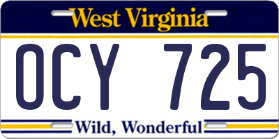 WV license plate OCY725