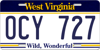 WV license plate OCY727