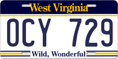 WV license plate OCY729