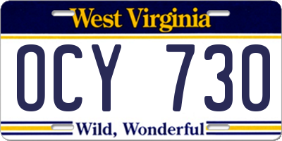 WV license plate OCY730