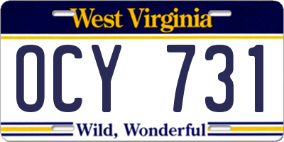 WV license plate OCY731
